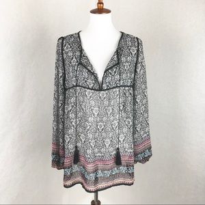 Gibson Latimer Blouse Loose Fit Sheer Long Sleeve